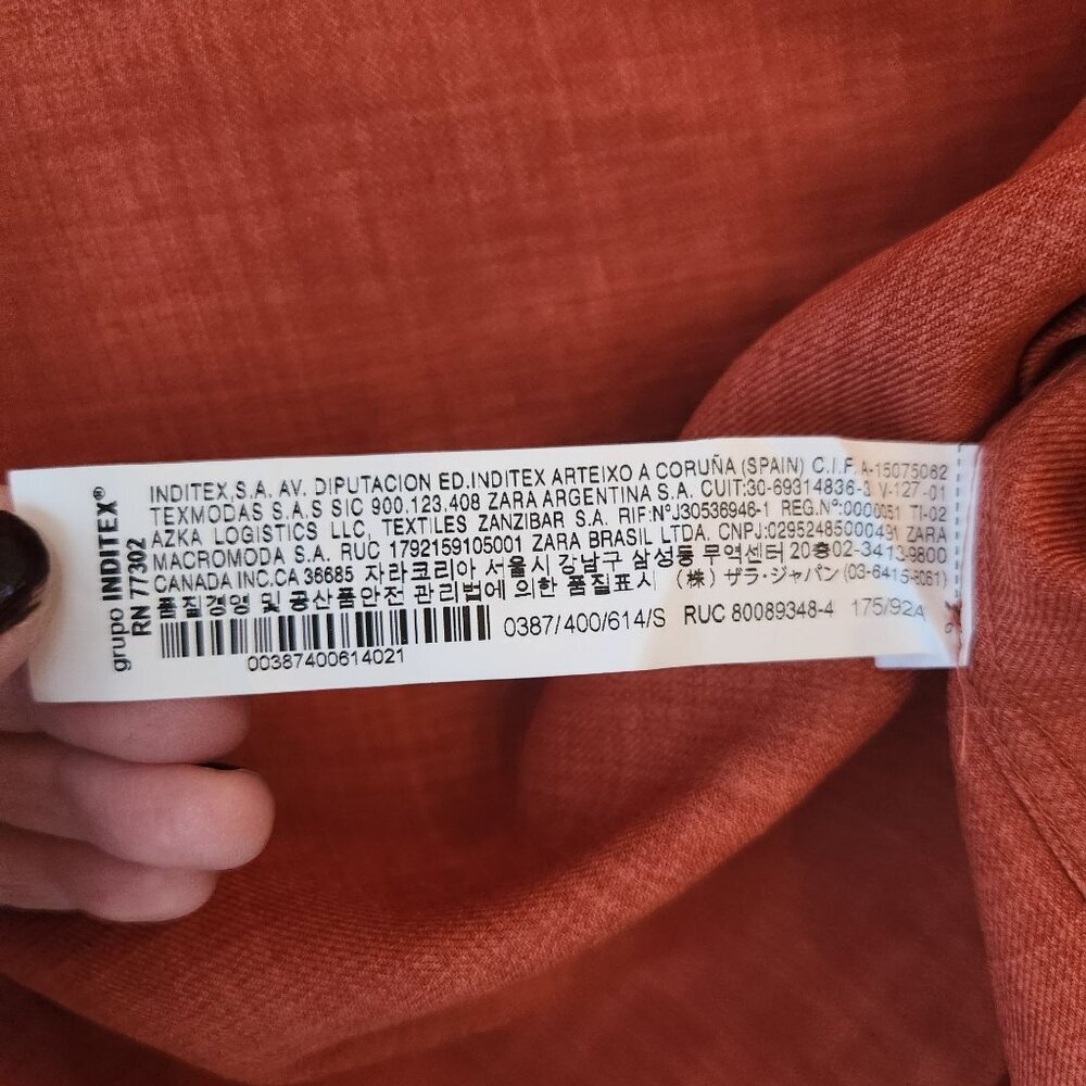 NWOT Zara Orange Popover Tunic Blouse Lagenlook Shirt Relaxed Fit Women's S - Picture 6 of 7
